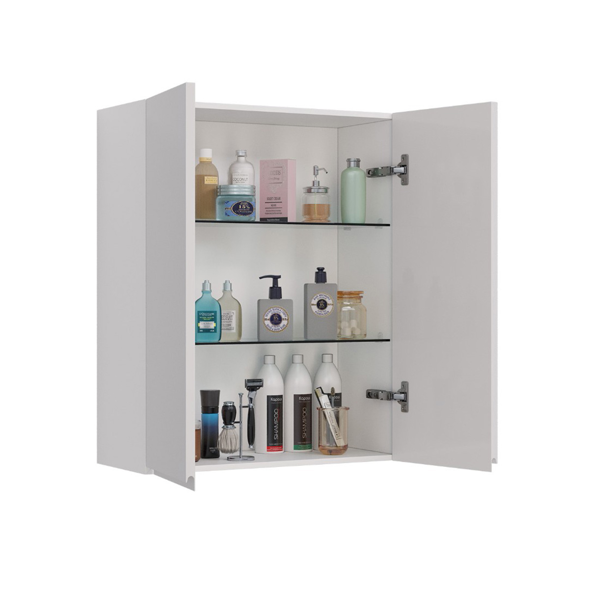 Шкаф Lemark VEON 60 см подвесной, 2-х дверный, цвет корпуса, фасада: Белый глянец