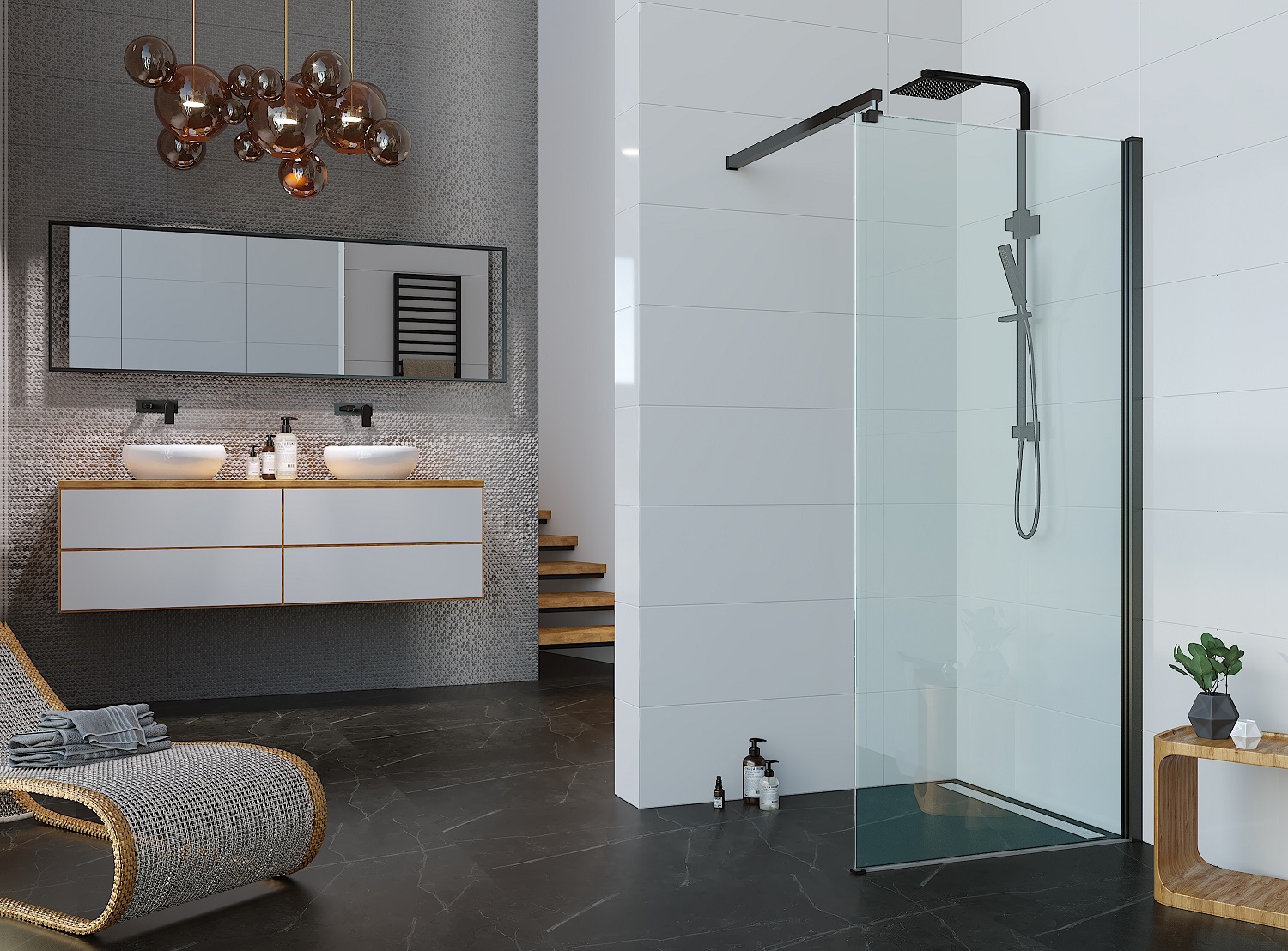 Душевая перегородка ALEX BAITLER 29 серия AB29120B1 прозрачное стекло