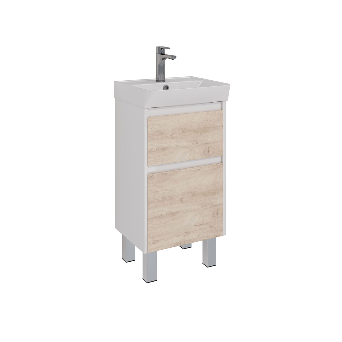 Тумба Lemark COMBI 45см под 1 раковину, подвесная/напольная, 2 ящика, цвет фасада: Дуб кантри, цвет 