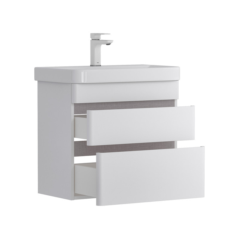 Тумба EQUIL Soldi 60 подвесная 2 ящ. белый софт (под раковину 9595-60)