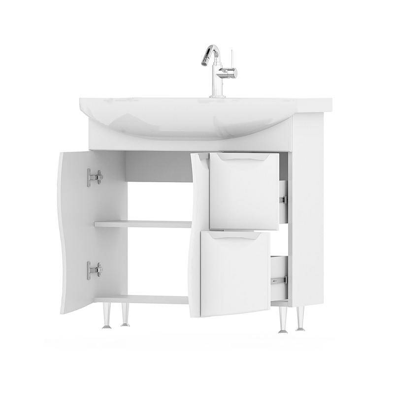 Тумба Adel 80, напольная, 1дв., 2 ящ., белая (под раковину Балтика 80), VOLNA