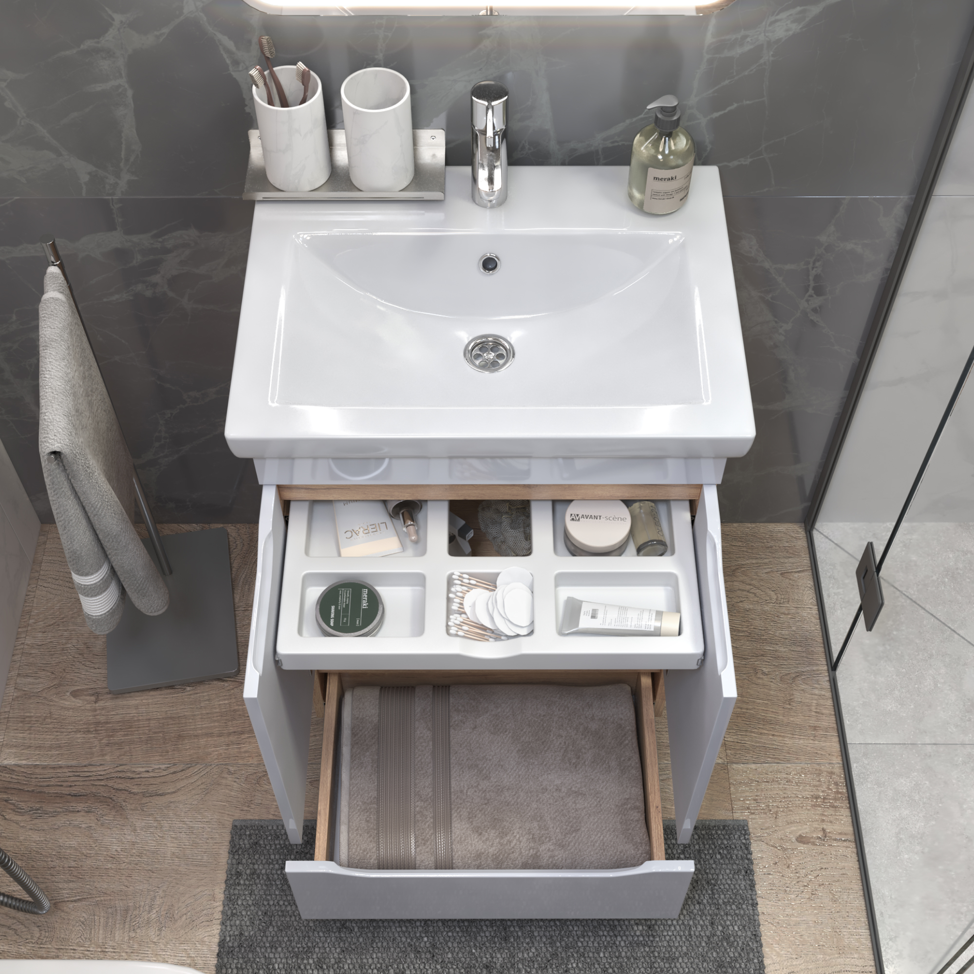 Тумба под раковину VIGO Грани/Grani 60 напольная дуб золотой (284 дуб золотой)