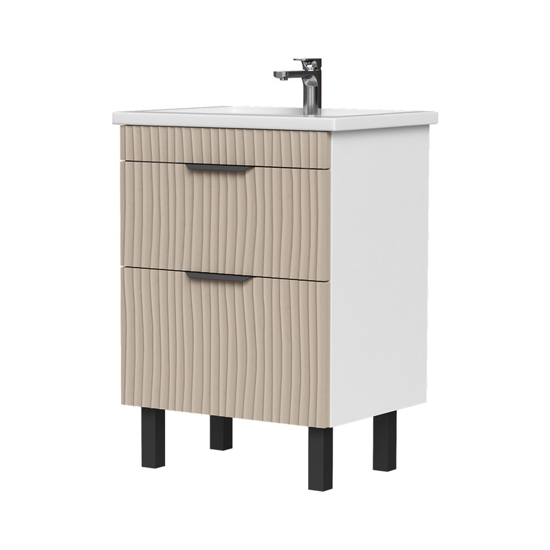 Тумба Lotti 60, напольная 2 ящ., латте (под раковину Миранда 60), VOLNA