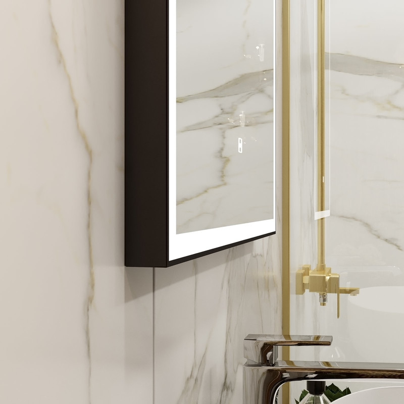 Зеркало Frame Black LED 600х800