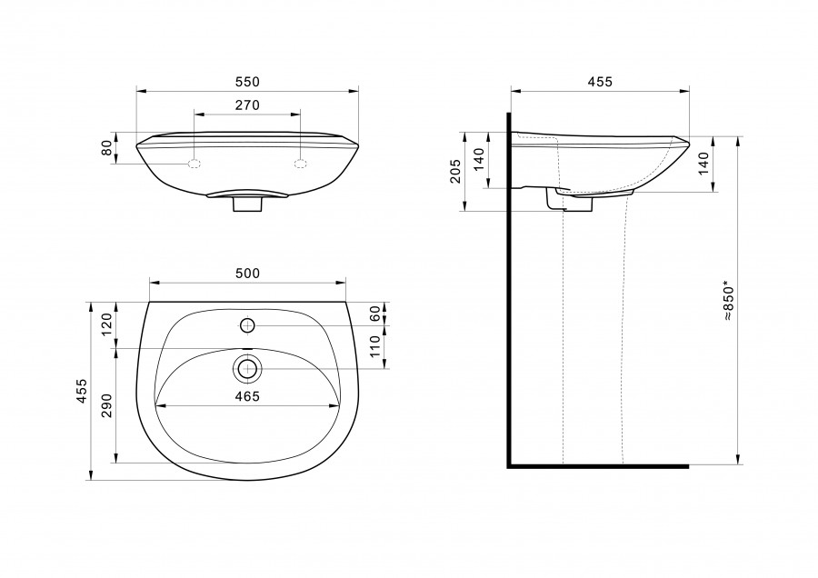 БРИЗ Умывальник 55 см., хр.кольцо, крепление, САНТЕК БРИЗ Умывальник 55 см., хр.кольцо, крепление, САНТЕК