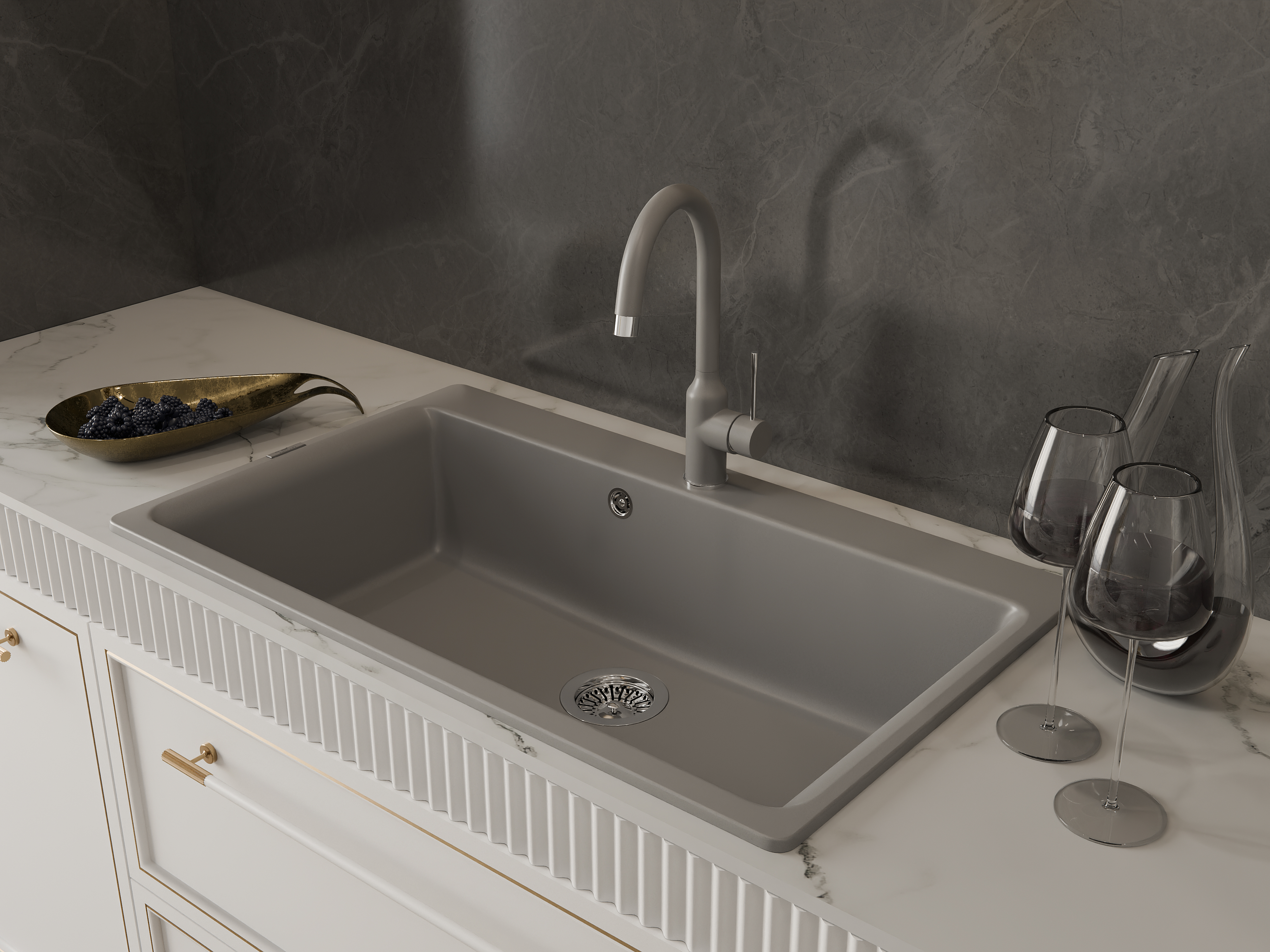 RIVELATO Мойка AXEL 90  1-чаша 870*520мм grigio metallizzato арт.