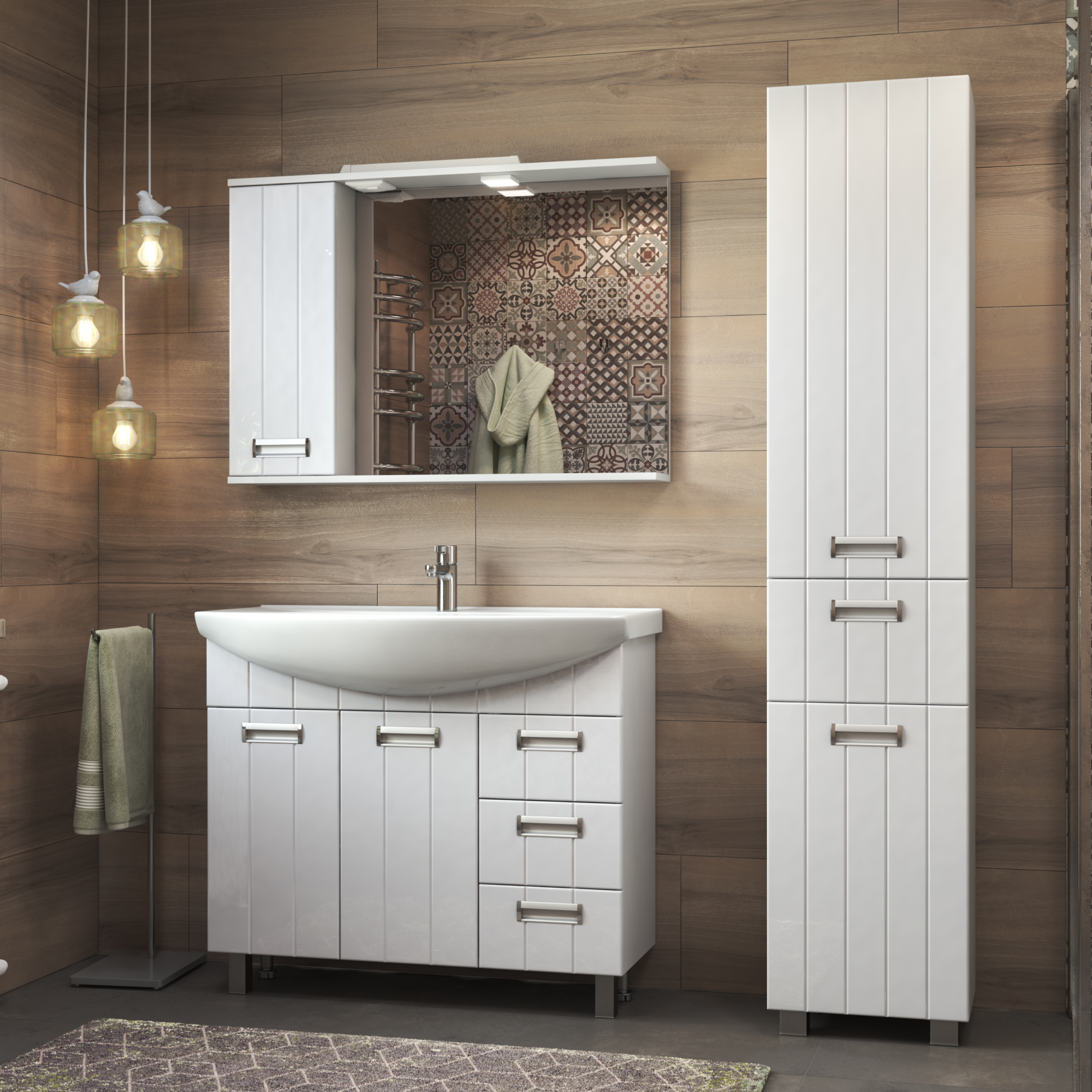 Зеркало со шкафом VIGO Diana 100 подвесное белый (z.DIA.100.L.El) Зеркало со шкафом VIGO Diana 100 подвесное белый (z.DIA.100.L.El)