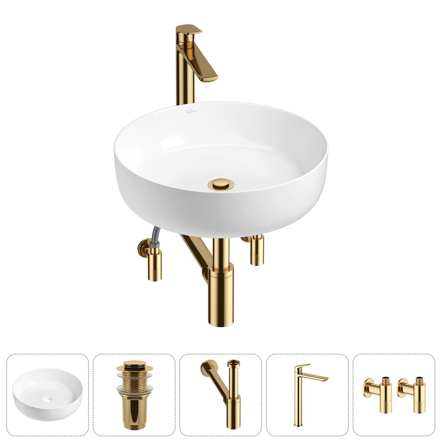 Накладная раковина для ванной комнаты Wellsee Belle Spa 3.0 20212647R в наборе 5 в 1: раковина белый