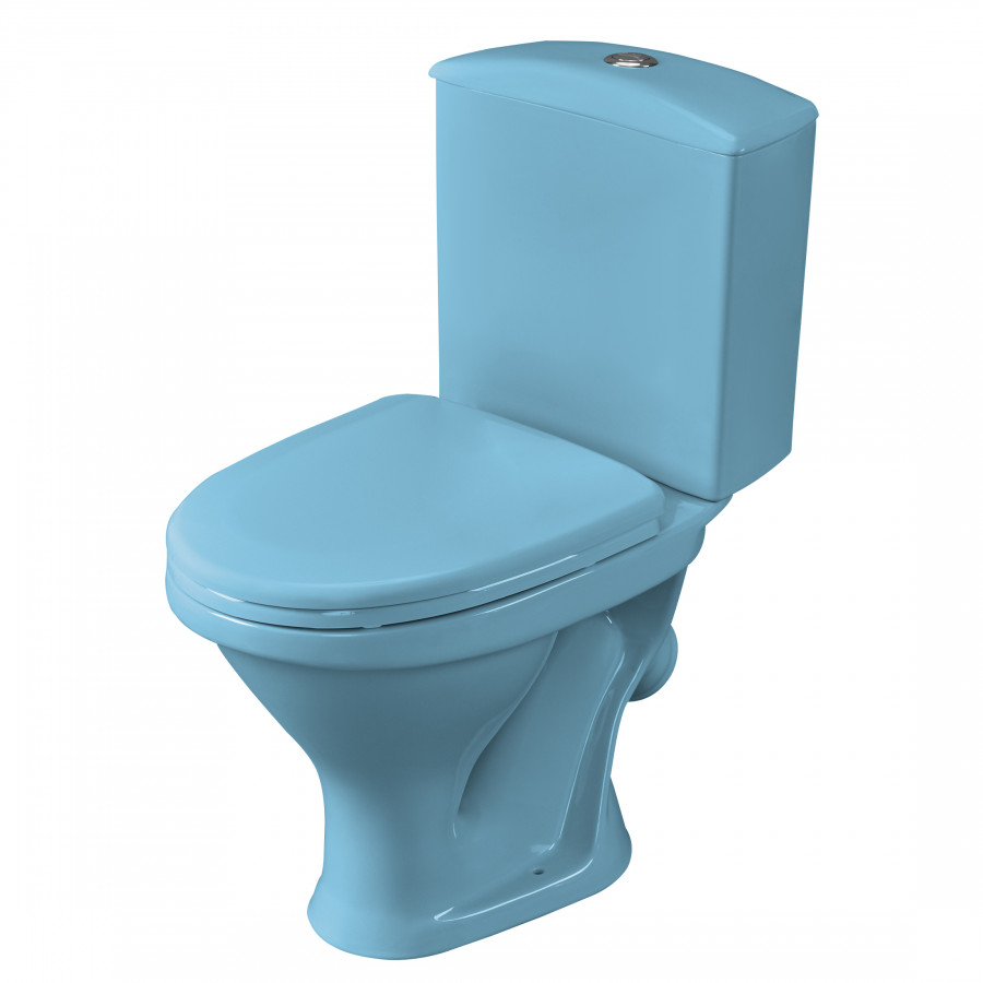 Унитаз-компакт "Вест" косой выпуск, с кнопочной арматурой и сиденьем, голубой SANTERI Унитаз-компакт "Вест" косой выпуск, с кнопочной арматурой и сиденьем, голубой SANTERI