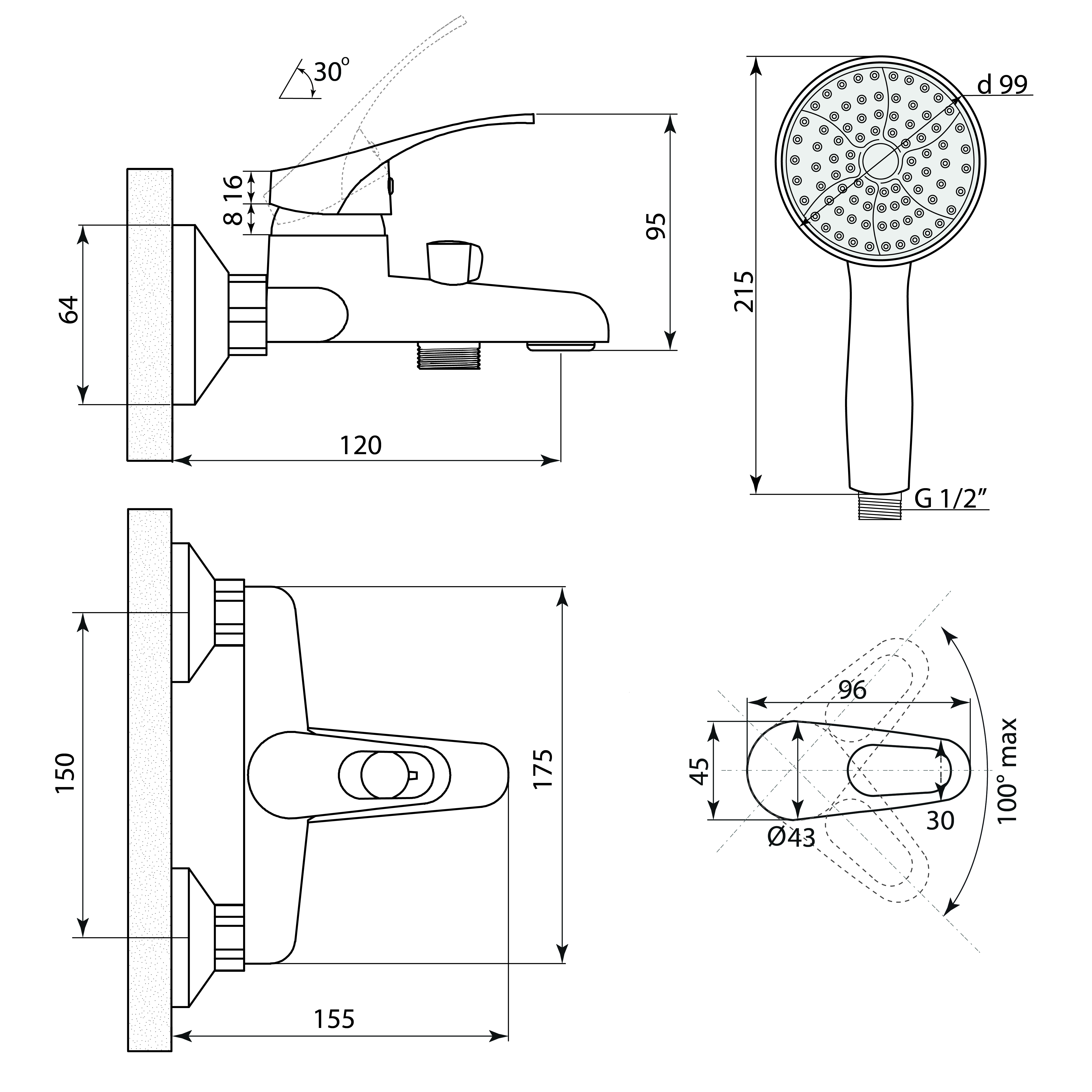 Смеситель для ванны СЛАВЕН Дача СЛ-ОД-Б30 хром