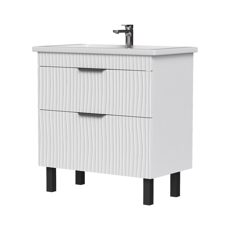 Тумба Lotti 80, напольная 2 ящ., белая (под раковину Миранда 80), VOLNA