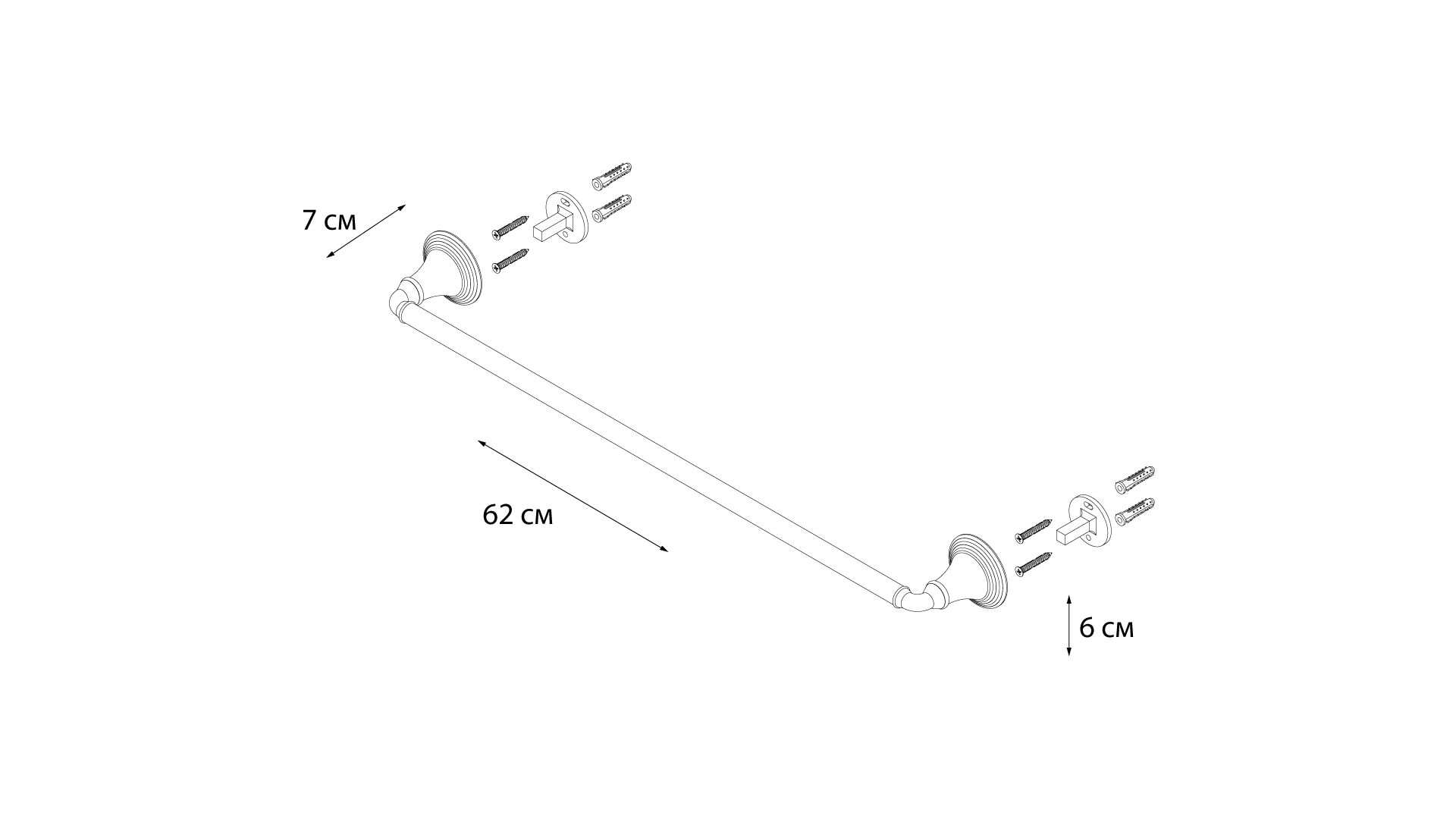 Полотенцедержатель трубчатый FIXSEN Luksor 60 см (FX-71601B)