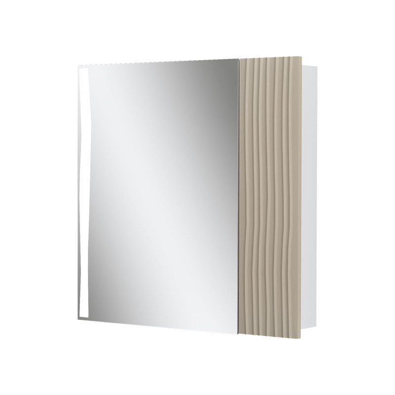 Шкаф зеркальный  Lotty LED 80, подвесной, латте/белый, VOLNA