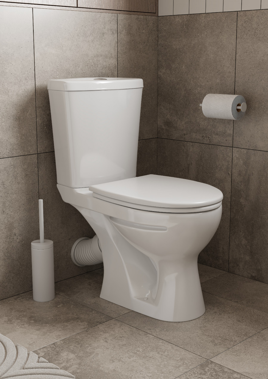 Унитаз-компакт "Ультра" косой выпуск, с кнопочной арматурой и сиденьем  SANTERI