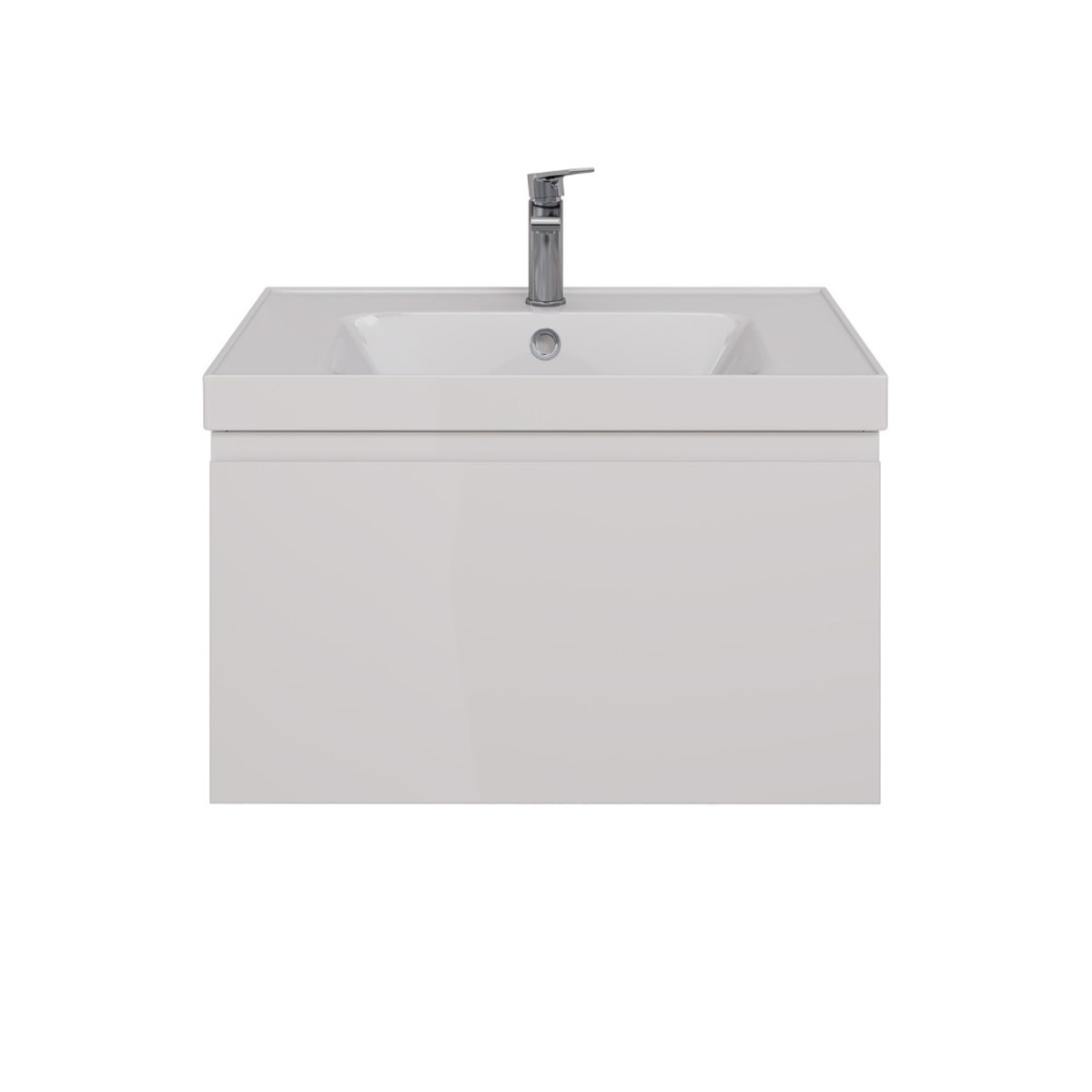 Тумба Lemark VEON MINI 70 см под 1 раковину, подвесная,1 ящик, цвет корпуса, фасада: Белый глянец  