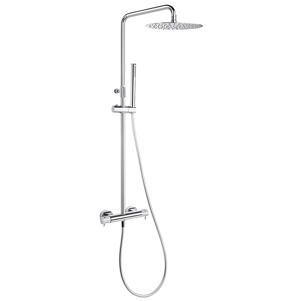 Душевая термостатическая система наружнего монтажа с телескопическим тропическим душем и душевым ком