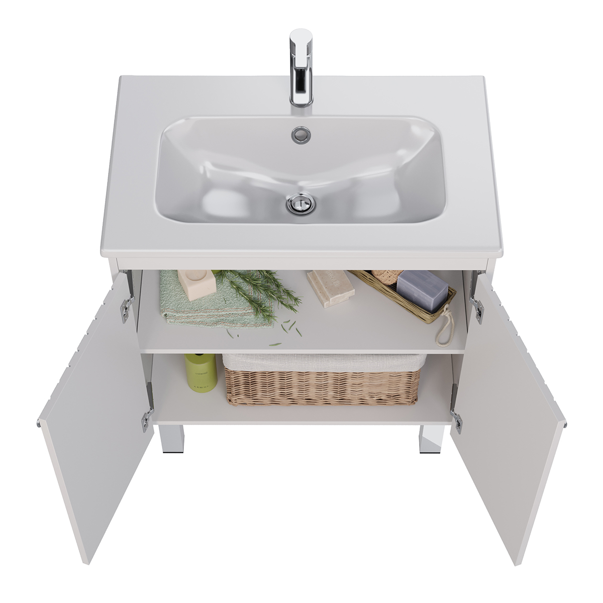 Тумба Lemark ROMANCE 80 см под 1 раковину, подвесная/напольная, 2-х дверная, цвет корпуса, фасада: Б