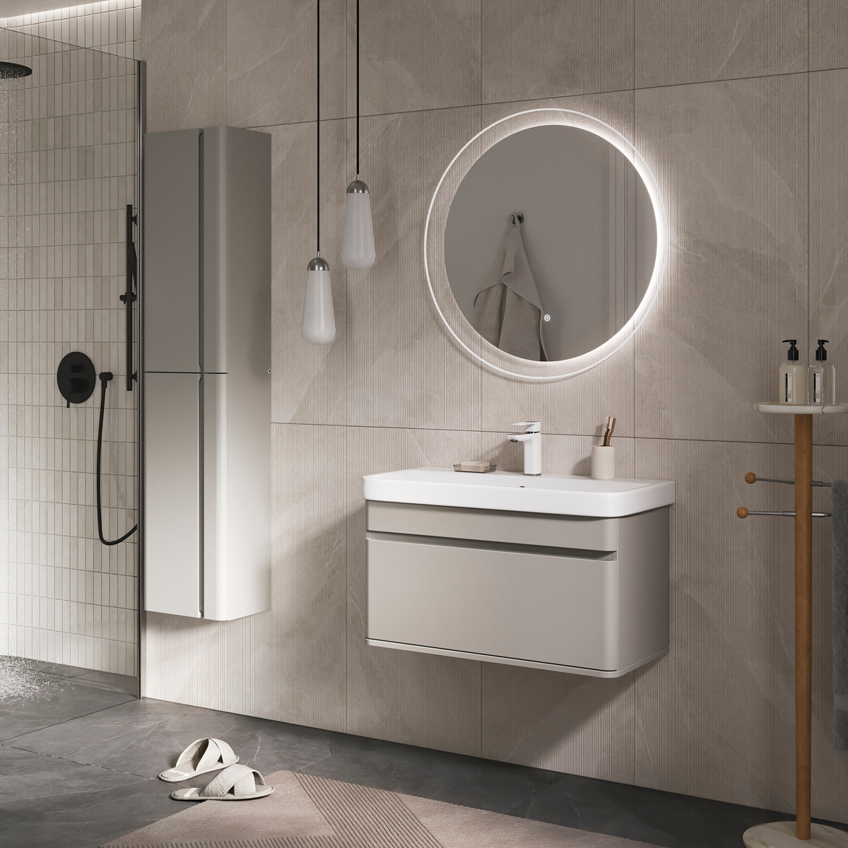 Тумба EQUIL Elegante 80 подвесная 1 ящ. амарок/белый (под раковину 9595-80)