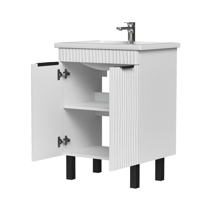 Тумба Lotti 60, напольная 2 дв., белая (под раковину Миранда 60), VOLNA