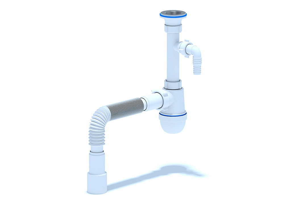 ANI Сифон для раковины 1 1/4"*40 с отводом для стиральной машины, с гибкой трубой 40х40/50мм., ANI P