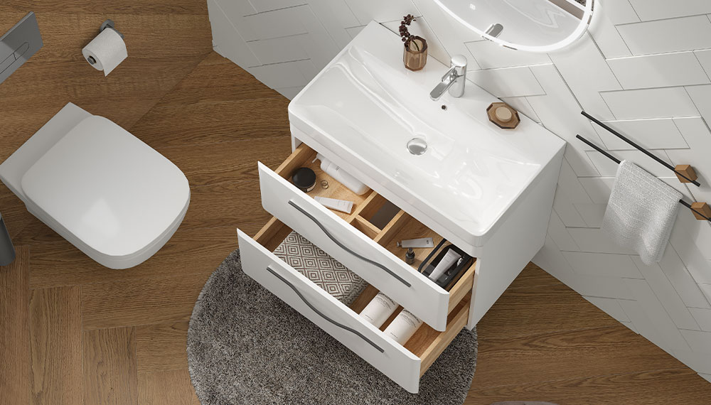 Тумба под раковину VELVEX Jill 800-0-2 (9595) навесная белый матовый