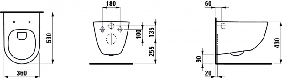 PRO Чаша  подвесная 530, Rimless 8209660000001 LAUFEN