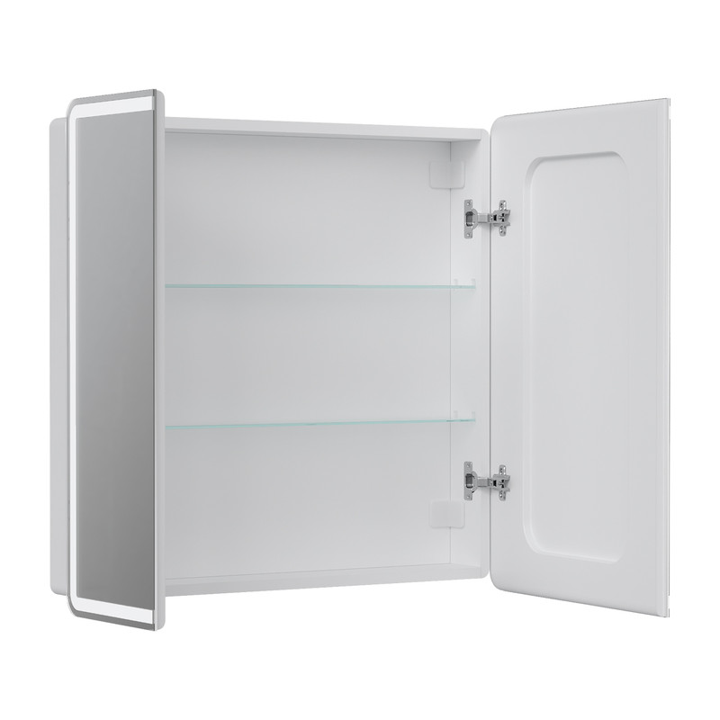 Зеркальный шкаф EQUIL Nice LED 80 с часами белый Зеркальный шкаф EQUIL Nice LED 80 с часами белый