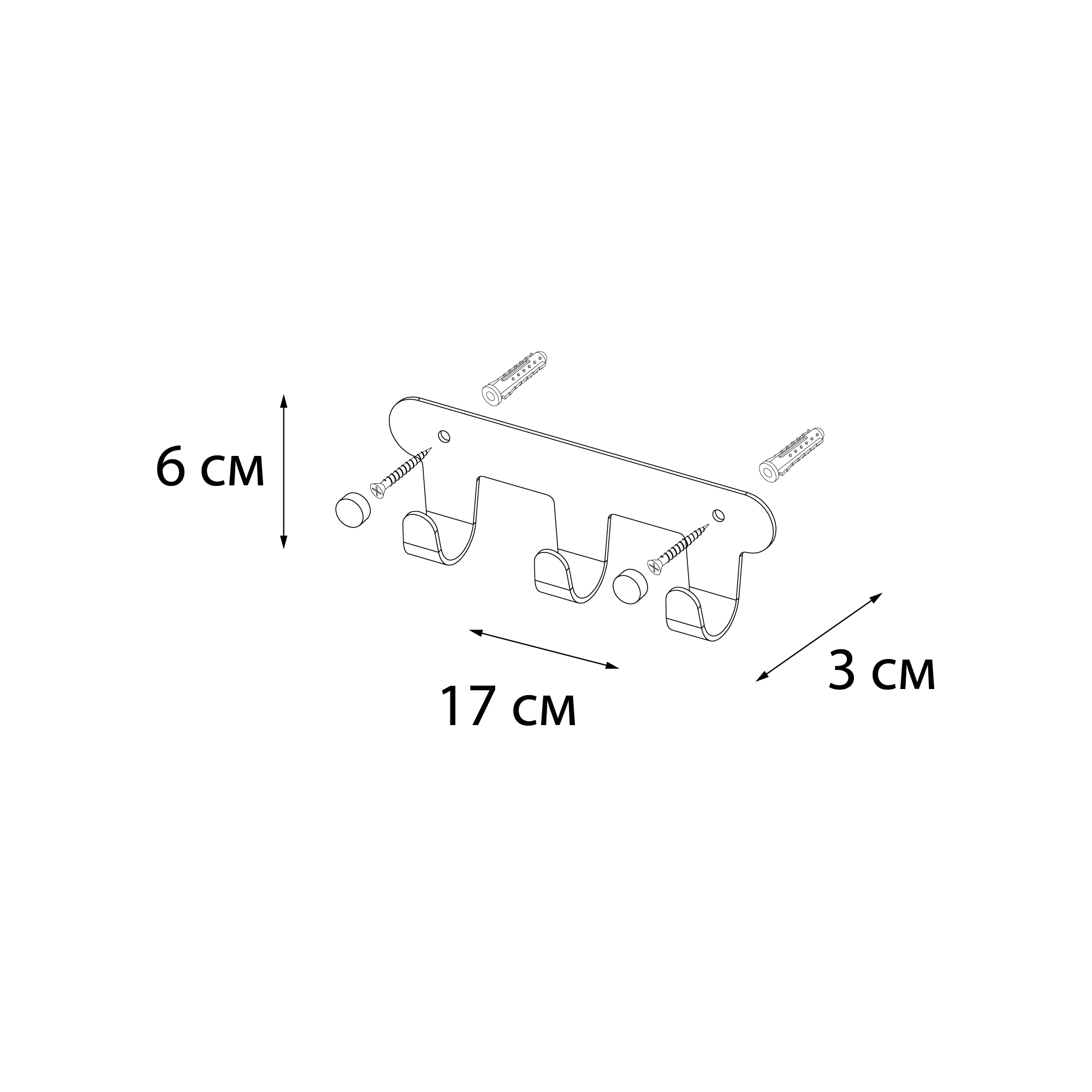 Планка 3 крючка Fixsen, FX-805B-3, черный
