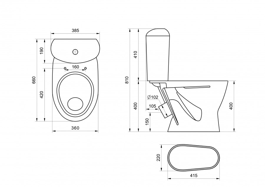 Унитаз-компакт "Версия" косой выпуск, с кнопочной арматурой и сиденьем  SANTERI