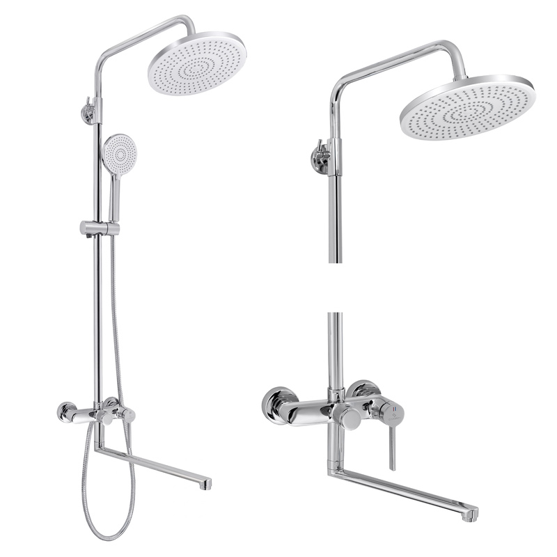 Смеситель для ванны с тропическим душем, длинный излив, одноручный, комплект, СЛ-ОД-Д61, Славен