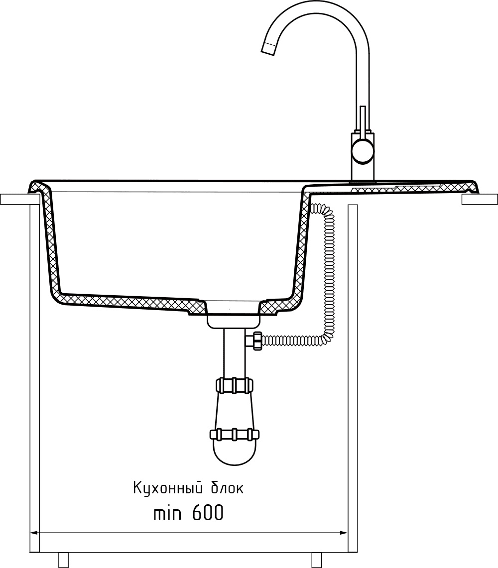 GRANFEST Мойка композит LEVEL, GF-LV-760L, чаш+кр 760*500, песочный