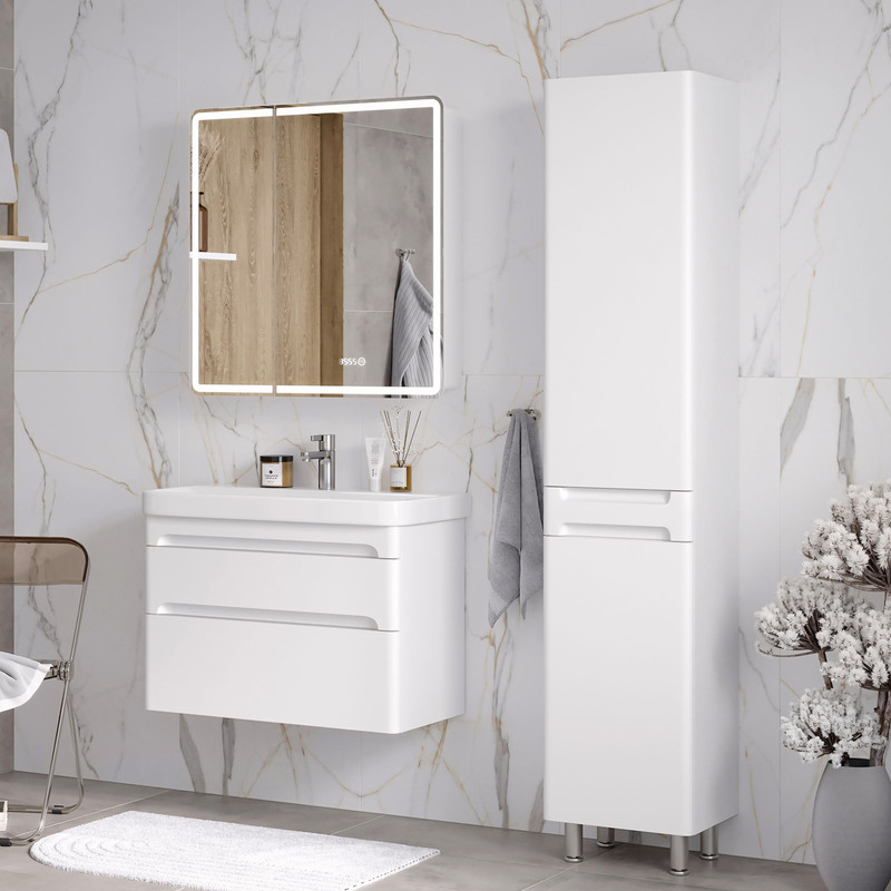 Пенал EQUIL Nice 40 напольный с корзиной белый