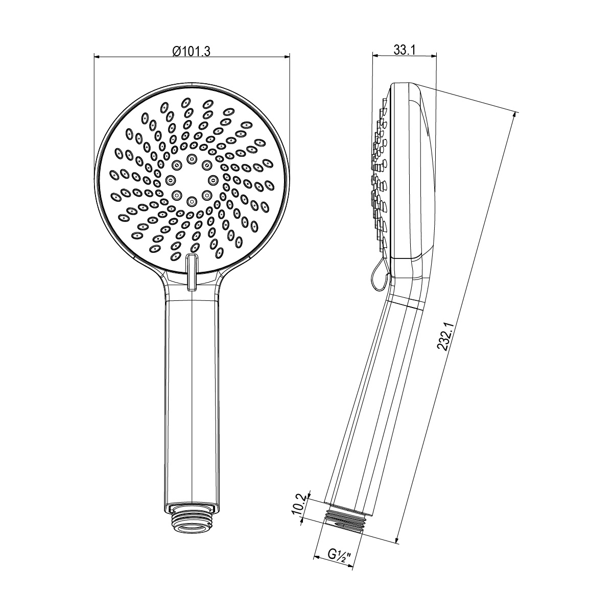 Лейка душевая 3-функциональная Ø101х232 мм, хром,LM, LM8150C