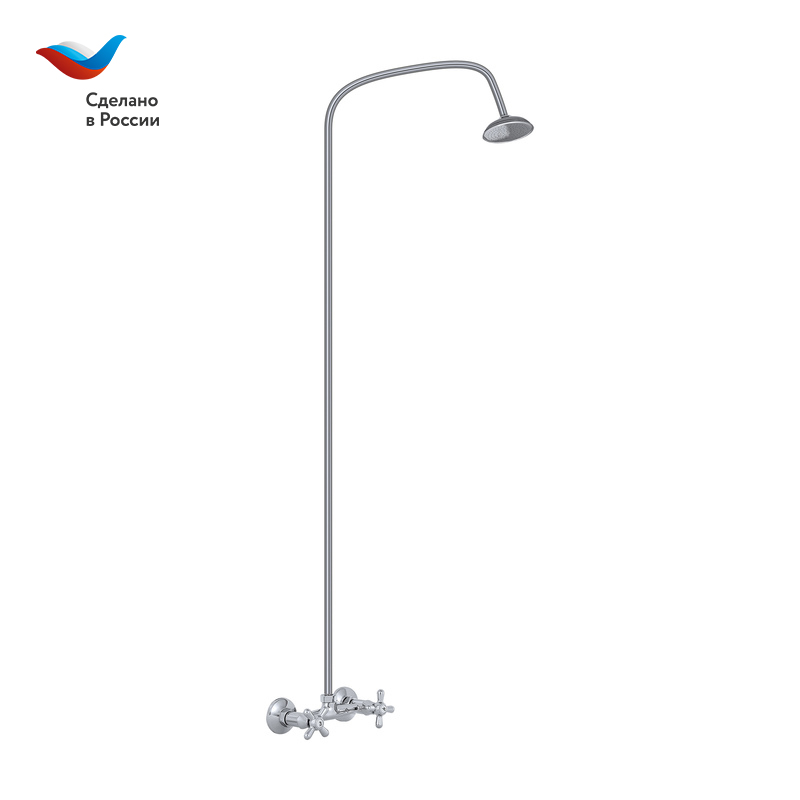 ПРОРАБ Смеситель для душа со стационарной душевой сеткой, двуручный, СЛАВЕН, О42
