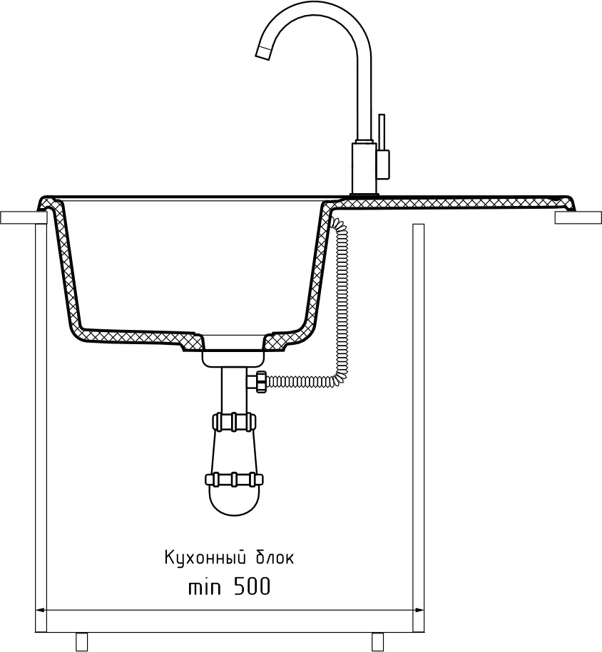GranFest QUARZ (ECO-78) Мойка чаша+кр 740*480 (серый)