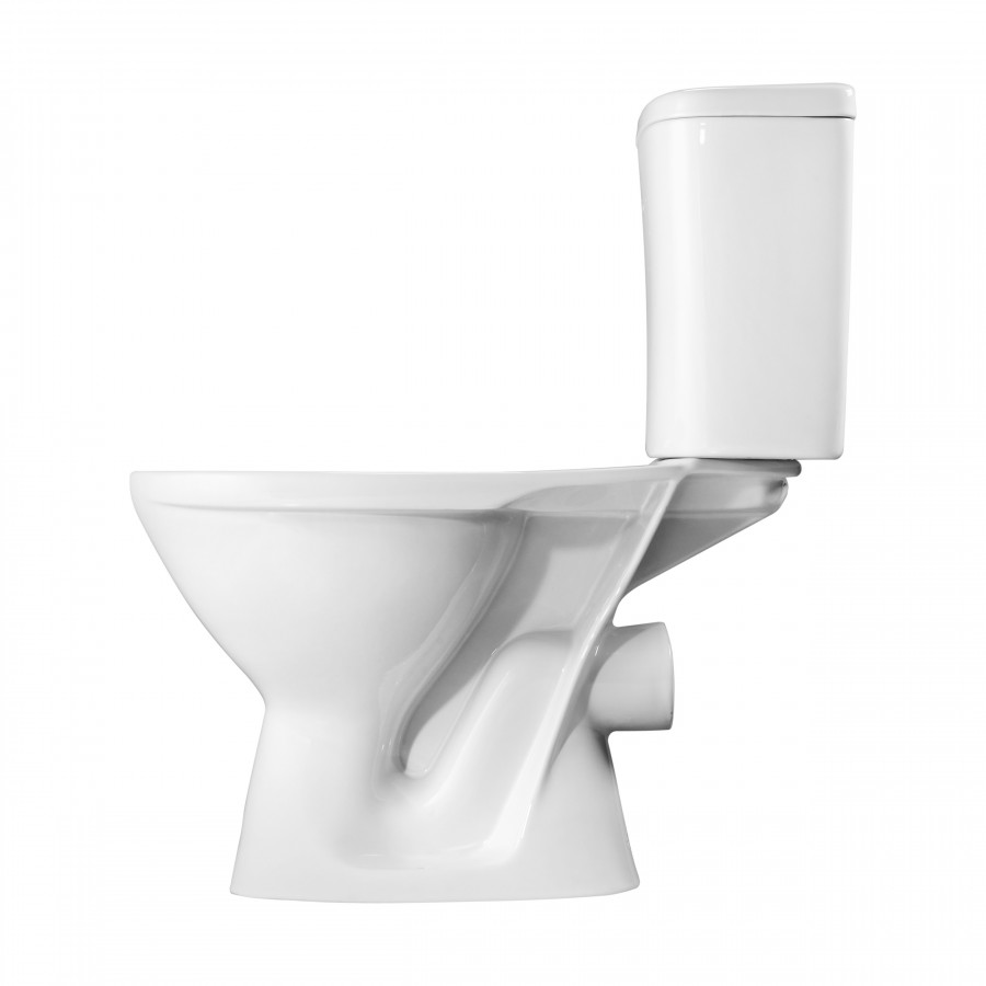 Унитаз-компакт "Pro" горизонтальный выпуск, с 1-режимной кнопочной арматурой и сиденьем полипропилен