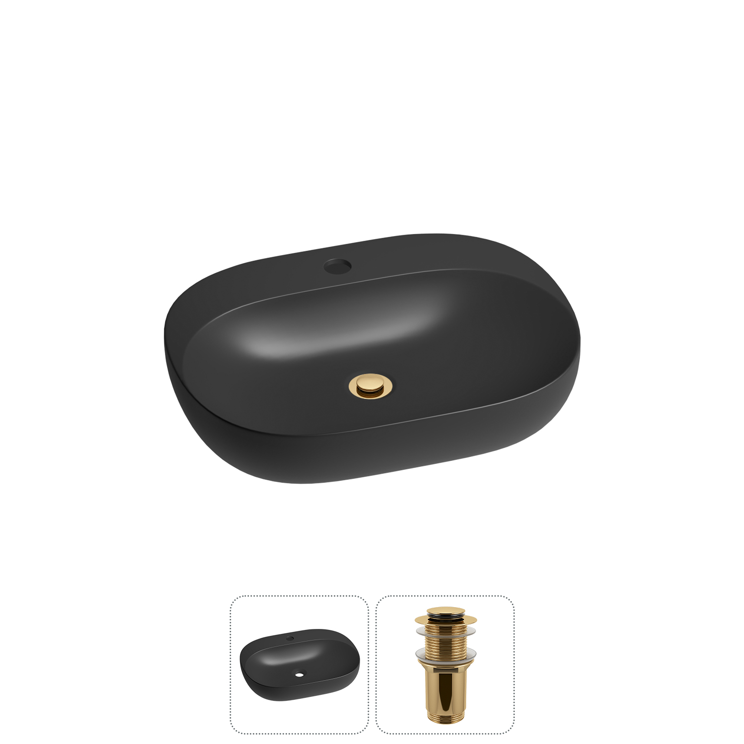 Накладная или подвесная раковина для ванной Wellsee Pro Line 20212439R в наборе 2 в 1: раковина мато