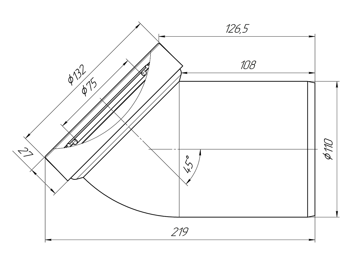 Труба фановая АНИ Пласт W4220 110 мм 45 градусов