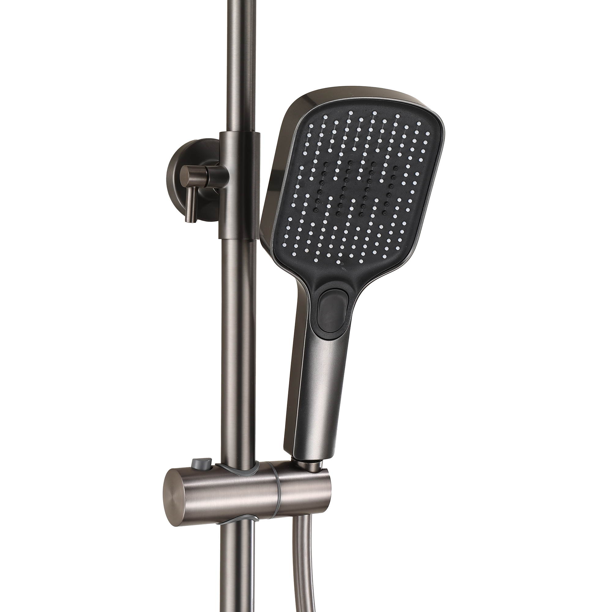 RAIN Смеситель для ванны с душевой стойкой и тропическим душем, вороненая сталь, TOKITO