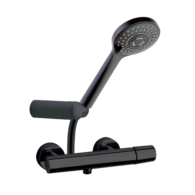 Смеситель для душа наружнего монтажа с душевым комплектом TZAR 340801BTNM матовый черный