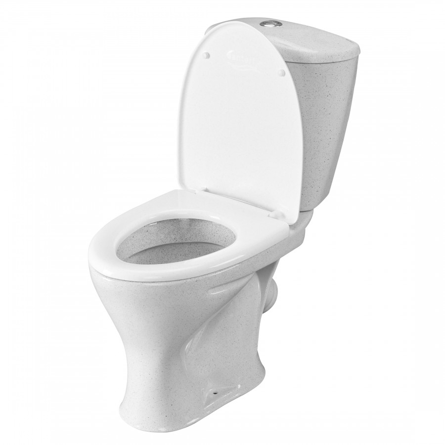 Унитаз-компакт "Версия" наклонный выпуск, с кнопочной арматурой и сиденьем, крап на белом  SANTERI Унитаз-компакт "Версия" наклонный выпуск, с кнопочной арматурой и сиденьем, крап на белом  SANTERI