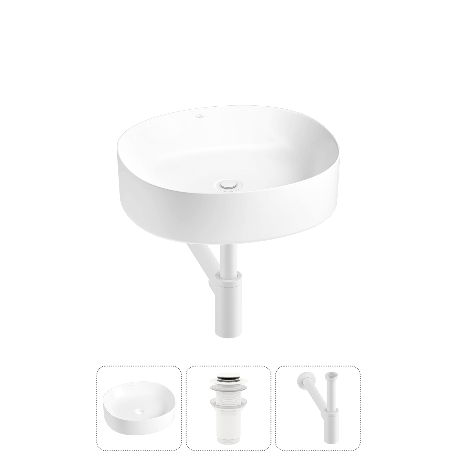 Накладная раковина для ванной комнаты Wellsee Belle Spa 2.0 20212528R в наборе 3 в 1: раковина белый