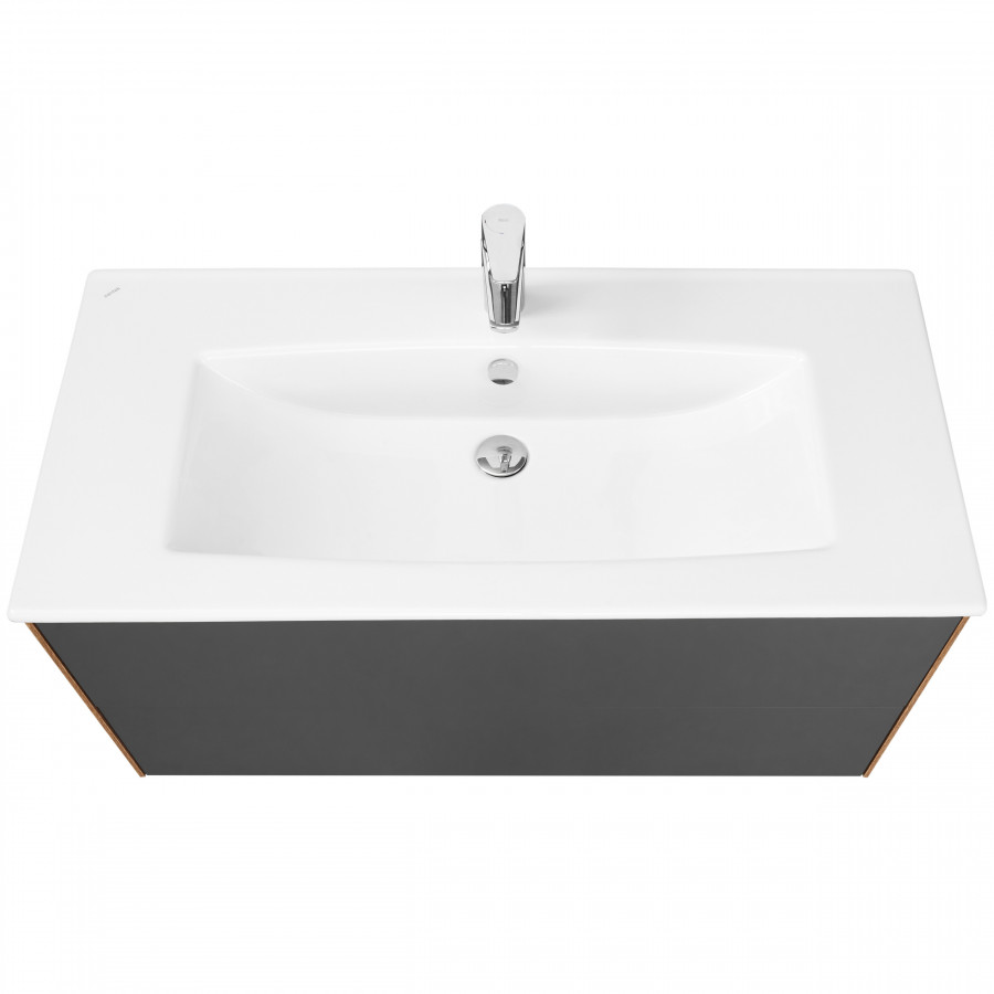 Тумба СОХО 100, дуб веллингтон, графит софт (под раковину ЭЛИНА 100)