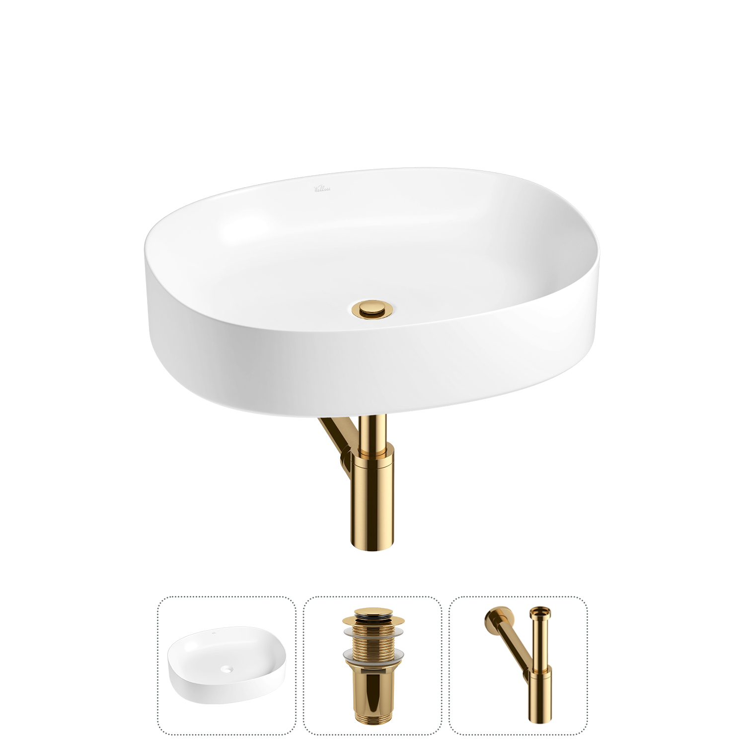 Накладная раковина для ванной комнаты Wellsee Belle Spa 2.0 20212555R в наборе 3 в 1: раковина белый