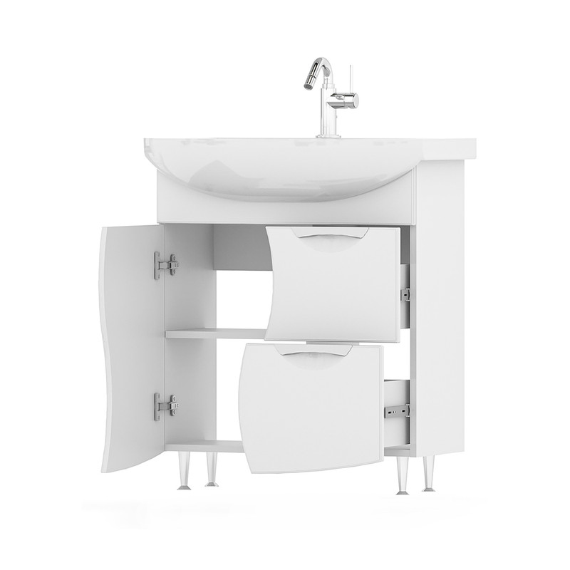 Тумба Adel 70, напольная, 1дв., 2 ящ., белая (под раковину Балтика 70), VOLNA