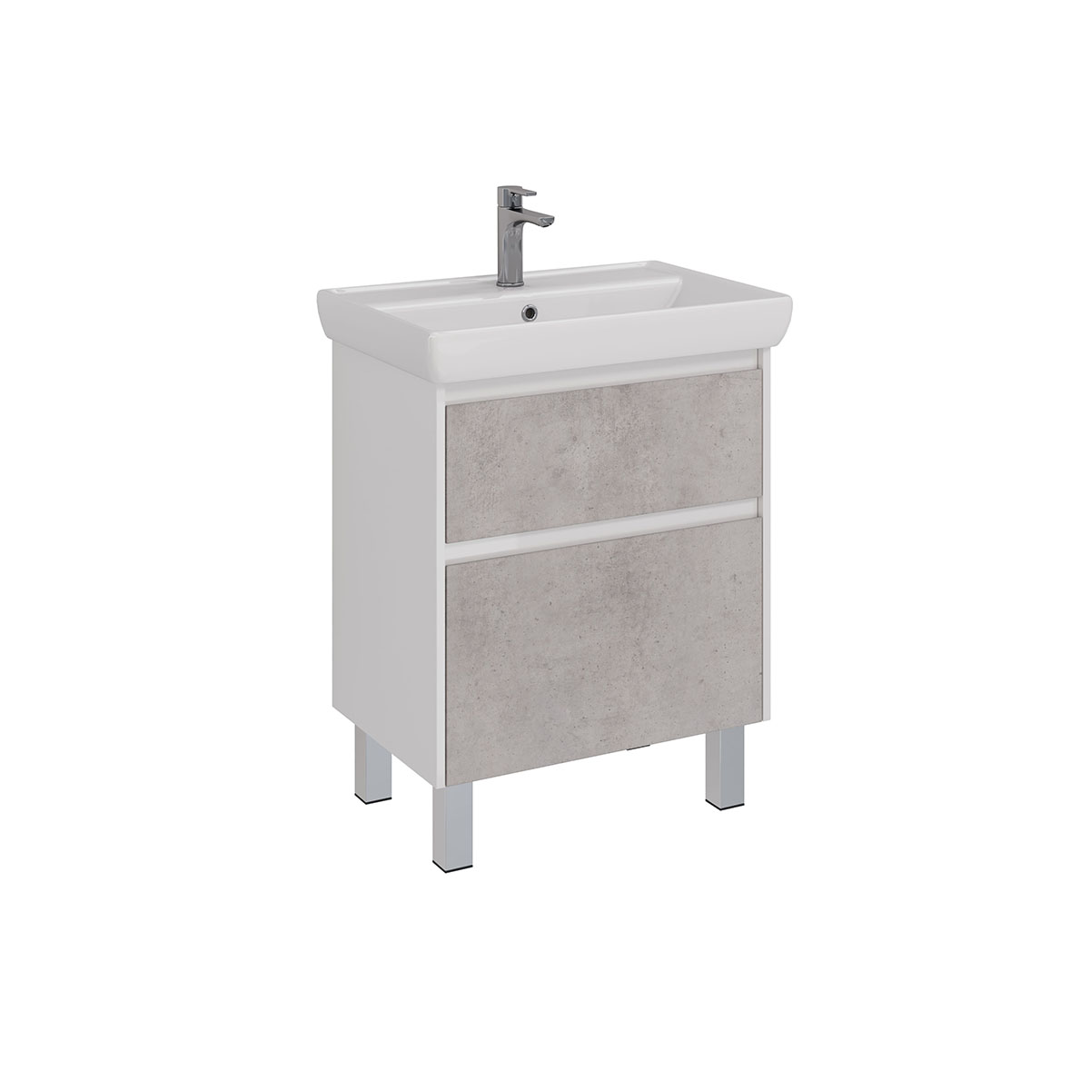 Тумба Lemark COMBI 70 см под 1 раковину, подвесная/напольная, 2 ящика, цвет фасада: Бетон, цвет корп