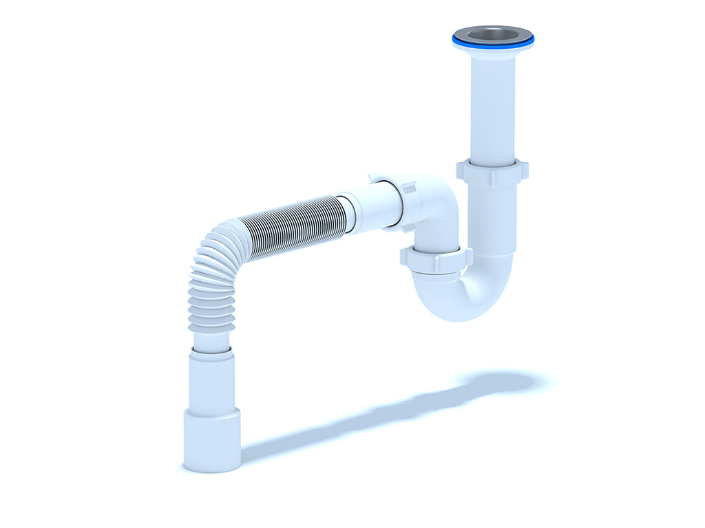 Сифон для мойки АНИ Пласт D0515 1 1/2 дюйма 40 прямоточный с гибкой трубой 40х40/50