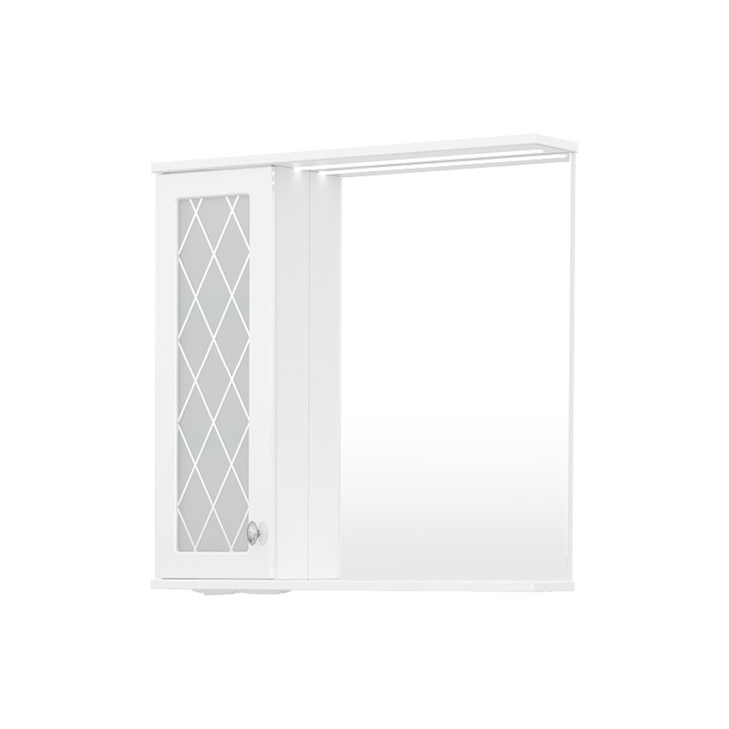 Зеркало-шкаф Milenal 70, с LED подсветкой, подвесной, левый, белый, VOLNA