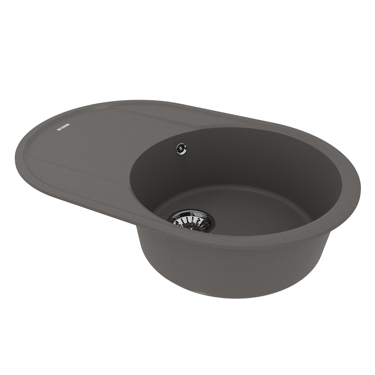 Кухонная мойка Lemark LACHA 760 врезная овальная с крылом из кварцгранита, Серый шёлк Кухонная мойка Lemark LACHA 760 врезная овальная с крылом из кварцгранита, Серый шёлк