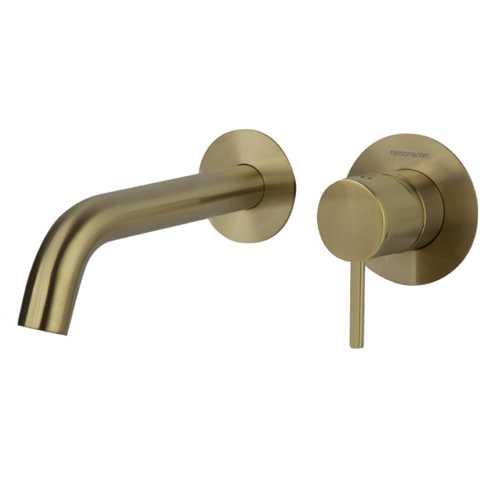 Встраиваемый однорычажный смеситель для раковины на раздельных пластинах 190 мм ODISEA 392101OC золо